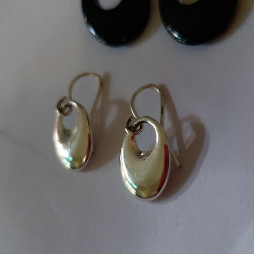 Vintage sterling silver drop earrings modern 1980s